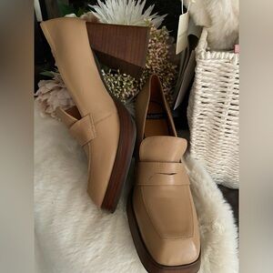 Ángel Alarcón Tular Chunky Platform Block Heel Loafers in Natural leather